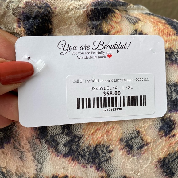 ORIGAMI cardigan TUNIC SWEATER S/M/ L XL vtg LEOPARD ANIMAL PRINT LACE BOHEMIAN - Picture 10 of 15